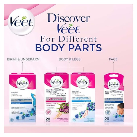 Veet Hair Removal Wax Stripes for Sensitive Skin - 12 Stripes