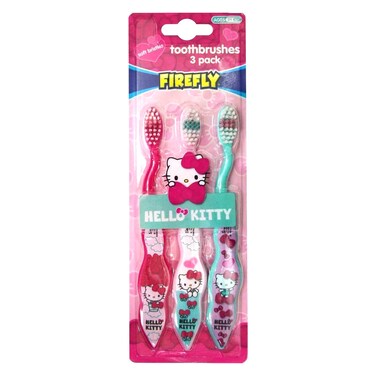 فرشاة أسنان فايرفلاي هلو كيتي باللون الوردي 3 قطع متعدد الألوان