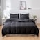 Luna Home Premium Single Size 4 Pieces Bedding Set Without Filler, Plain Black Color