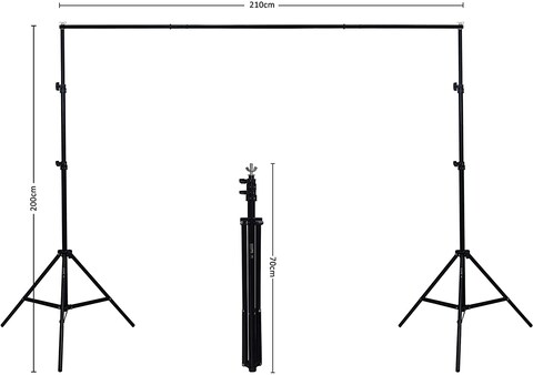 Coopic S02 200cm*210cm/2mx2m Aluminium Alloy Photo Video Studio Background Stand With 4Pcs Steel Clamp Clips And Carrying Bag For Adjustable Photography Video Muslin Backdrop Support