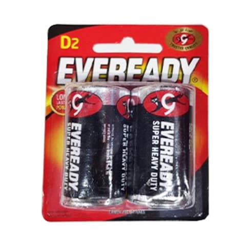 Eveready Alkaline Battery Super Heavy Duty Size D 2 Batteries