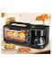 3 in 1 Electric Mini Oven Toaster Multi Function Breakfast Station Coffeemaker Non Stick Frying Pan Toaster Oven Black