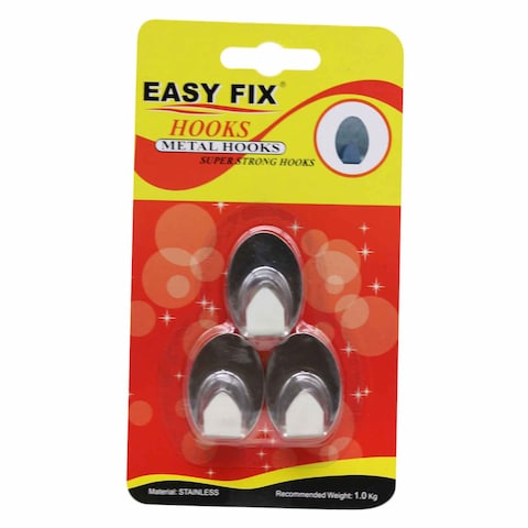 Easy Fix EF0777 Super Strong Metal Hook Silver 3 Pieces