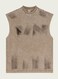 Mei Stylish Unisex Summer Casual Sleeveless Relaxed Fit Crew Neck T-shirt, S Size, Light Brown