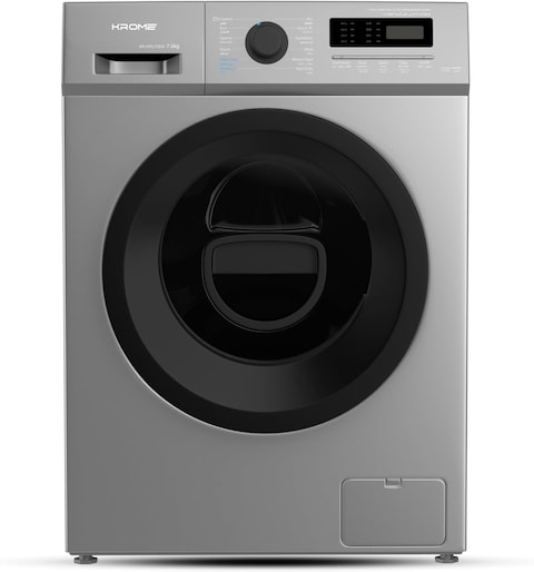 Krome 7Kg 1400 RPM Front Loading Washing Machine, LED Display With BLDC Inverter Motor, 12 Wash Programs, 4 Star Energy Efficient With Variable Temperature Setting, Titanium - KR-WFL70SSI