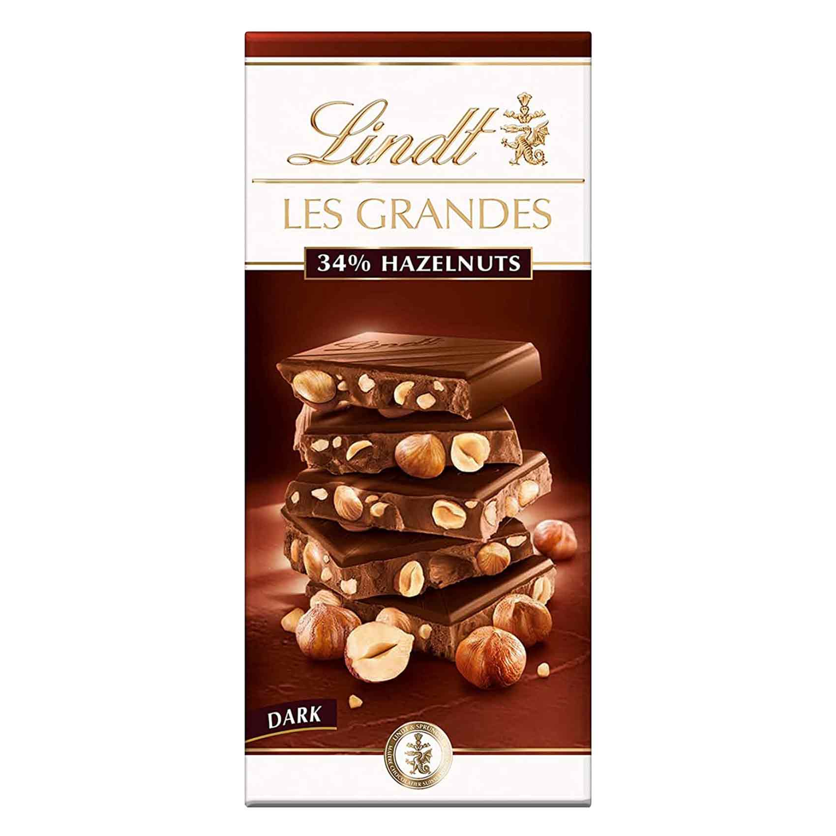 Buy Lindt Les Grandes 34% Hazelnut Dark Chocolate Bar 150g Online