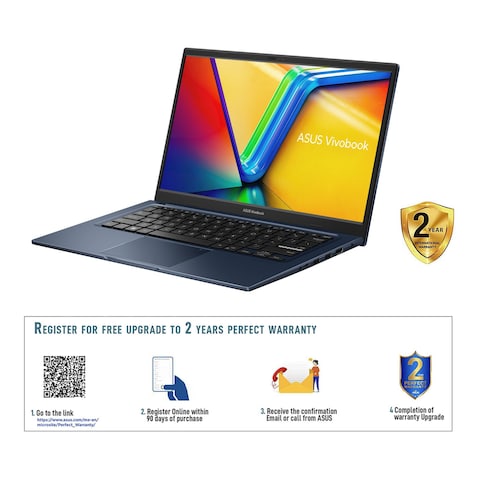 ASUS Vivobook 14 X1404ZA-NK271W, Intel Core i5-1235U, 8GB RAM, 512GB SSD, 14-inch FHD, Windows 11 Home, Quiet Blue, English/Arabic