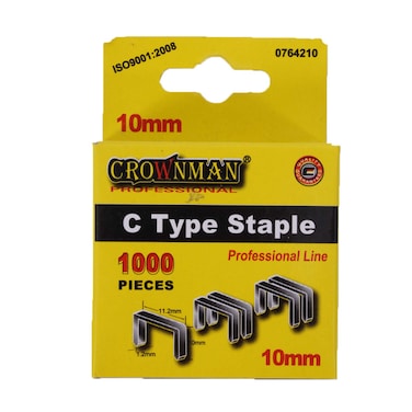 Crownman C-Type Staple Wire 10MM 1000 Pieces Pack - Silver