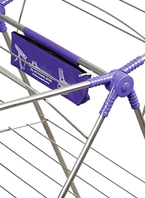 Royalford Foldable Cloth Dryer Stand Purple/Silver 55x180centimeter