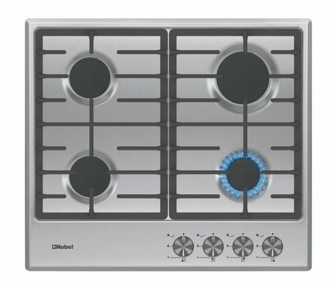 Nobel Gas Hobs Stainless Steel 60cm 4 Gas Burner FFD Cast Iron Grids NBH6401SSH