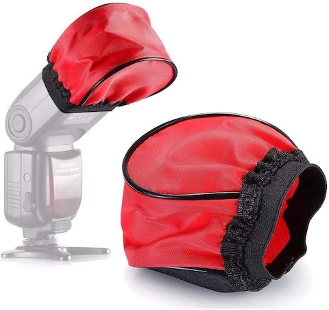 DMK Power Coopic Red Universal Soft Mini Flash Bounce Diffuser Cap 3.5X2.4 Inches For On Camera Or Off Camera Flash Gun For Canon, Nikon, Sunpak, Vivita Flash, Sony, Pentax, Olympus Etc Flashes