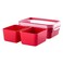 Tefal MasterSeal Micro Rectangular Food Storage Box With Inserts Red/Clear 1.2L