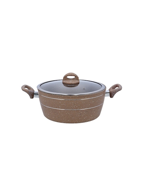 Royalford Granite Smart Casserole With Glass Lid Beige 26Cm