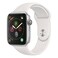 ساعة Apple Watch Series 4 GPS مقاس 44 مم، هيكل من الألومنيوم الفضي مع سوار رياضي أبيض (MU6A2AE/A)