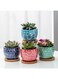Generic 4 Pcs Ceramic Flowerpot Set Succulent Plant Pots Nordic Simple Style Design Planter Cactus Flower Pot With Tray Home Garden Decor Gift