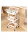 Almufarrej 3-Tier Utility Cart Rolling Storage Shelf, White, 43X36X87cm