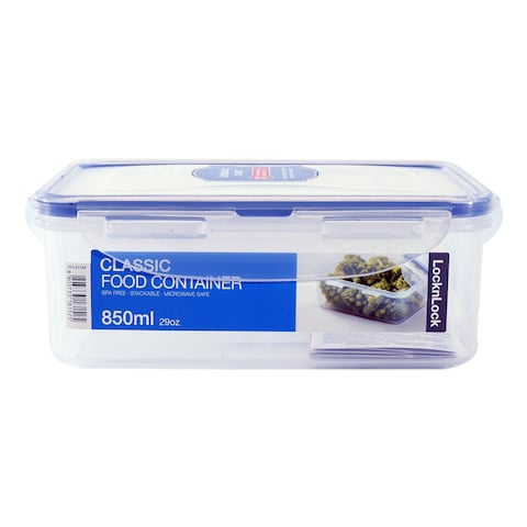 Lock &amp; LockClassic Rectangular Food Container HPL815M Medium Clear/Blue 850ml