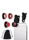 Generic - 3-In-1 Universal Clip Fisheye Macro Wide Angle Camera Lens Red