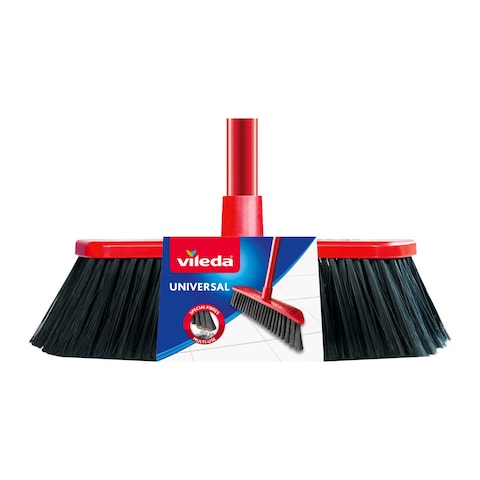 Vileda Standard Indoor Broom With Stick Red