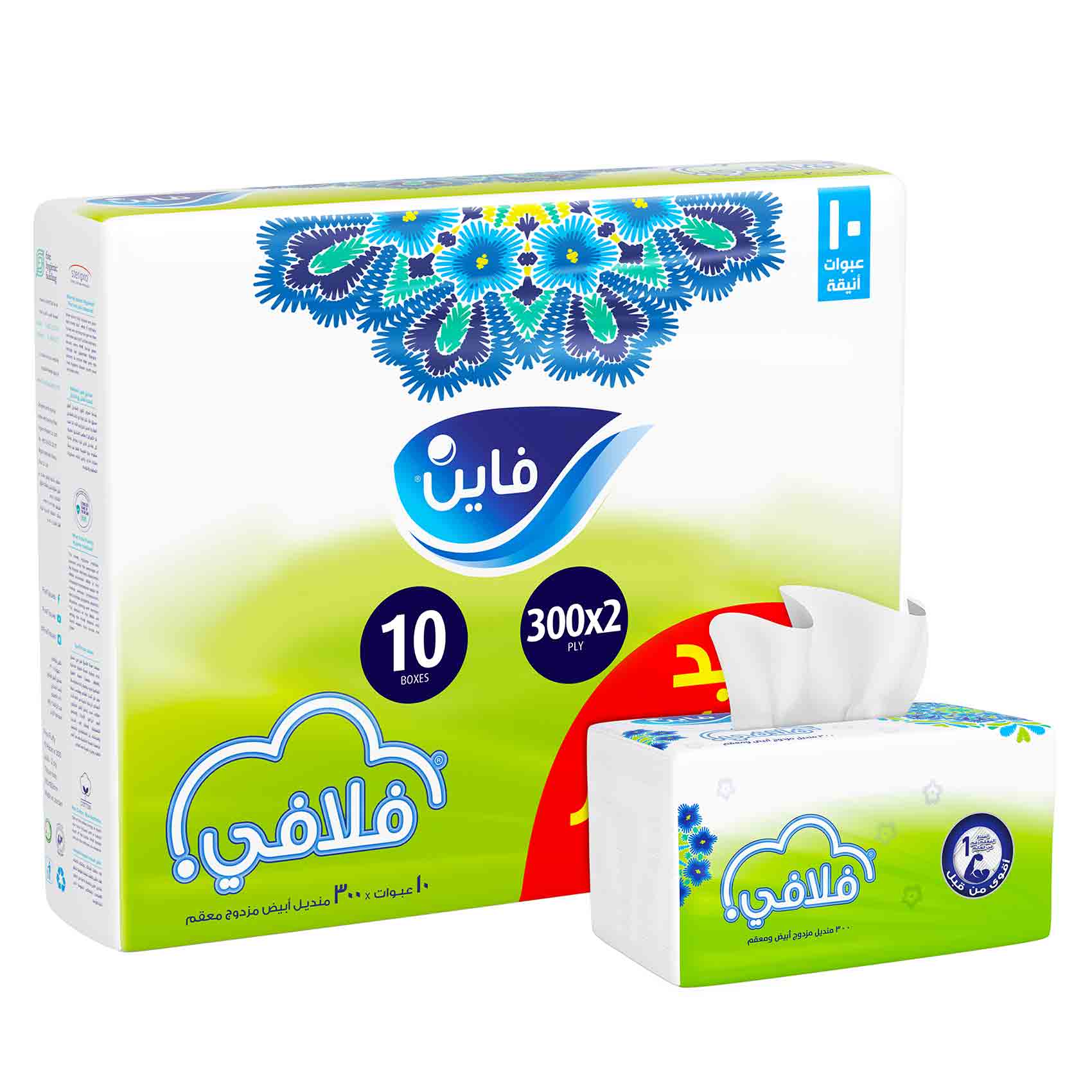 Fine Fluffy Facial Tissues 300 Sheet 2 Ply 10 Pieces