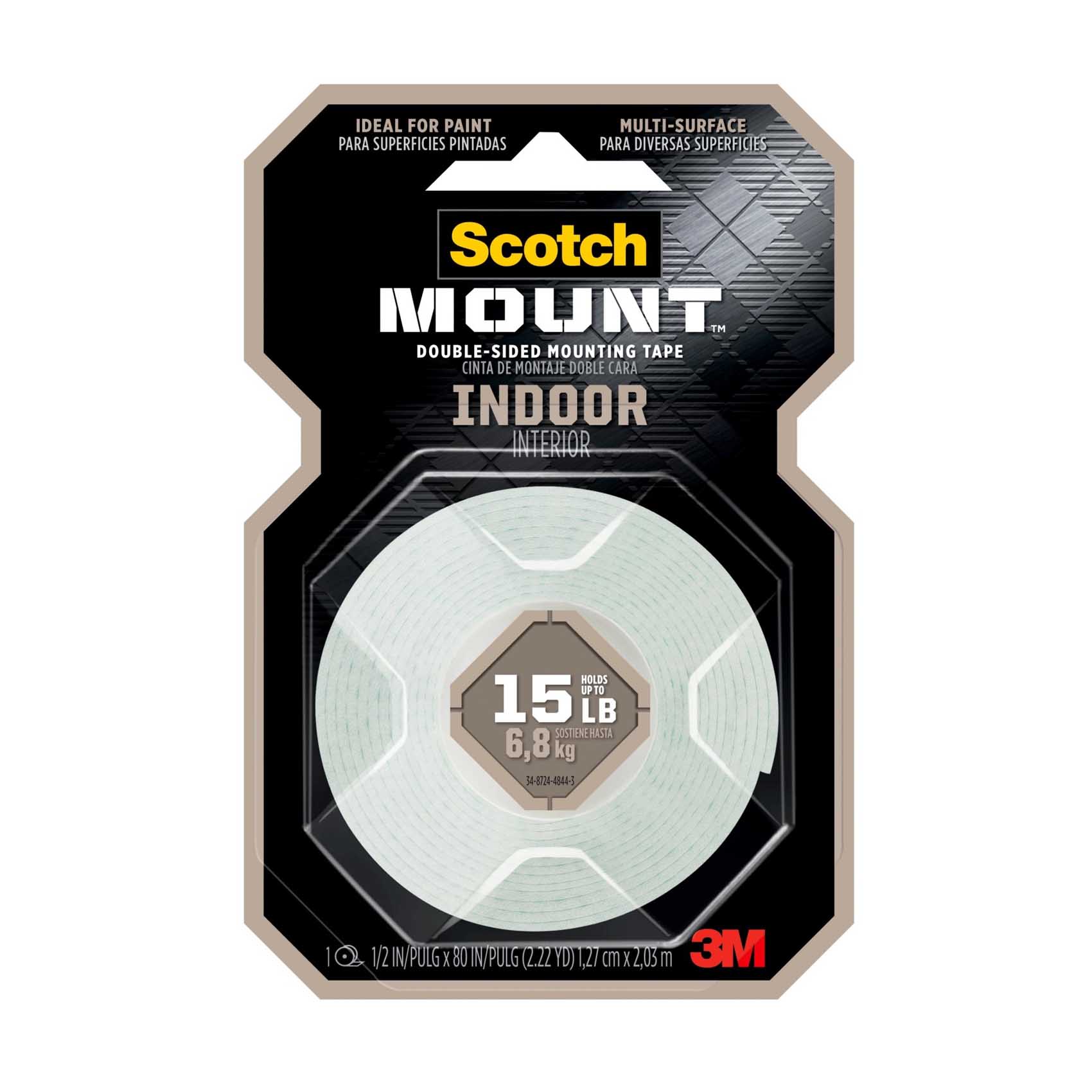 3M Scotch 110H Indoor Mounting Tape Heavy Duty 1/2 in x 75 in Roll 1.27cm X 2.03 Meters. 1 Roll/Pack