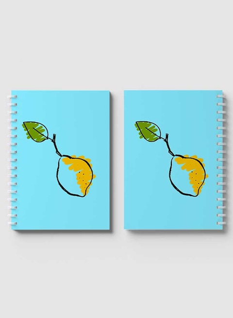 Lowha Spiral Notebook With 60 Sheets And Hard Paper Covers With Lemon Hand Drawn Design, For Jotting Notes And Reminders, For Work, University, School