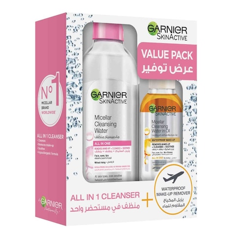 Buy Garnier SkinActive Micellar Cleansing Water 400ml With Micellar Cleansing Water In Oil All-In-One Cleanser Clear 100ml in UAE