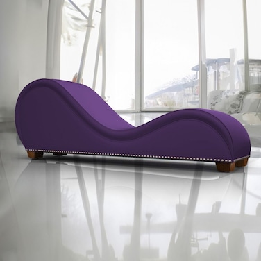 In House Romantic Chaise Longue Luxury And Romantic Design Sofa With Bed Mode Of Velvet Fabric With Lower Decorative Silver Buttons - Dark Purple