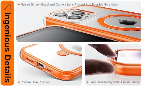 Torras UPRO Ostand SS Magnetic Case For iPhone 15 Pro Max (Orange)