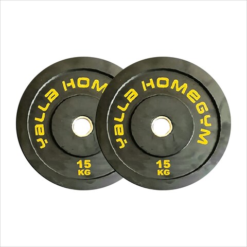 Yalla HomeGym High-Quality Olympic Bumper Weight Plate for Barbells PAIR of 15KG