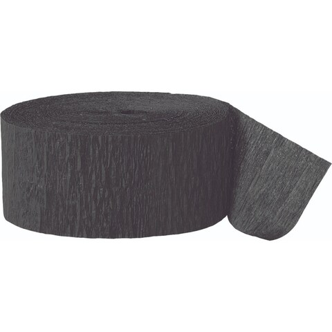 Unique Crepe Paper Streamer- 81-Feet Length- Black