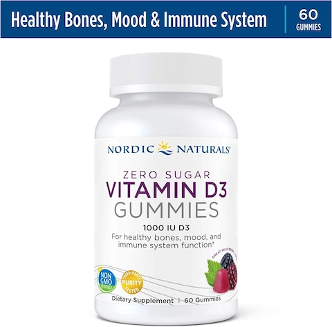 Nordic Naturals Zero Sugar Vitamin D3 1000Iu Gummies, Wild Berry Flavour