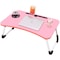 LINGWEI Foldable Laptop Table Bed Table Bed Tray  Laptop Desk Reading Table Stand Portable Lap Desk Notebook Stand Laptop Stand with Ipad and Cup Holder Pink