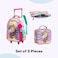 Eazy Kids - 16" Set of 3 Trolley School Bag Lunch Bag &amp; Pencil Case Unicorn Chrome - Blue