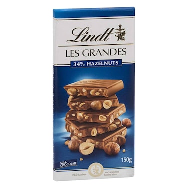 Lindt Les Grandes 34% Hazelnut Milk Chocolate Bar 150g