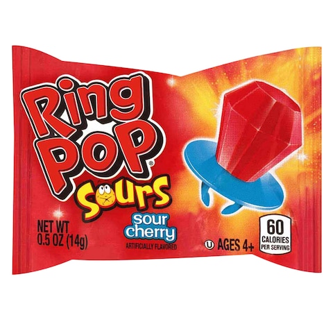 Ring Pop Sour Cherry Lollipop Candy Assorted 14g