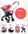 COOLBABY Newborn Baby Stroller Car Seat Two-way Baby Carrier Rocking Chair Cradle Four-in-one Stroller Portable Stroller Foldable Four-wheel Suspension Wheel,Color: gray