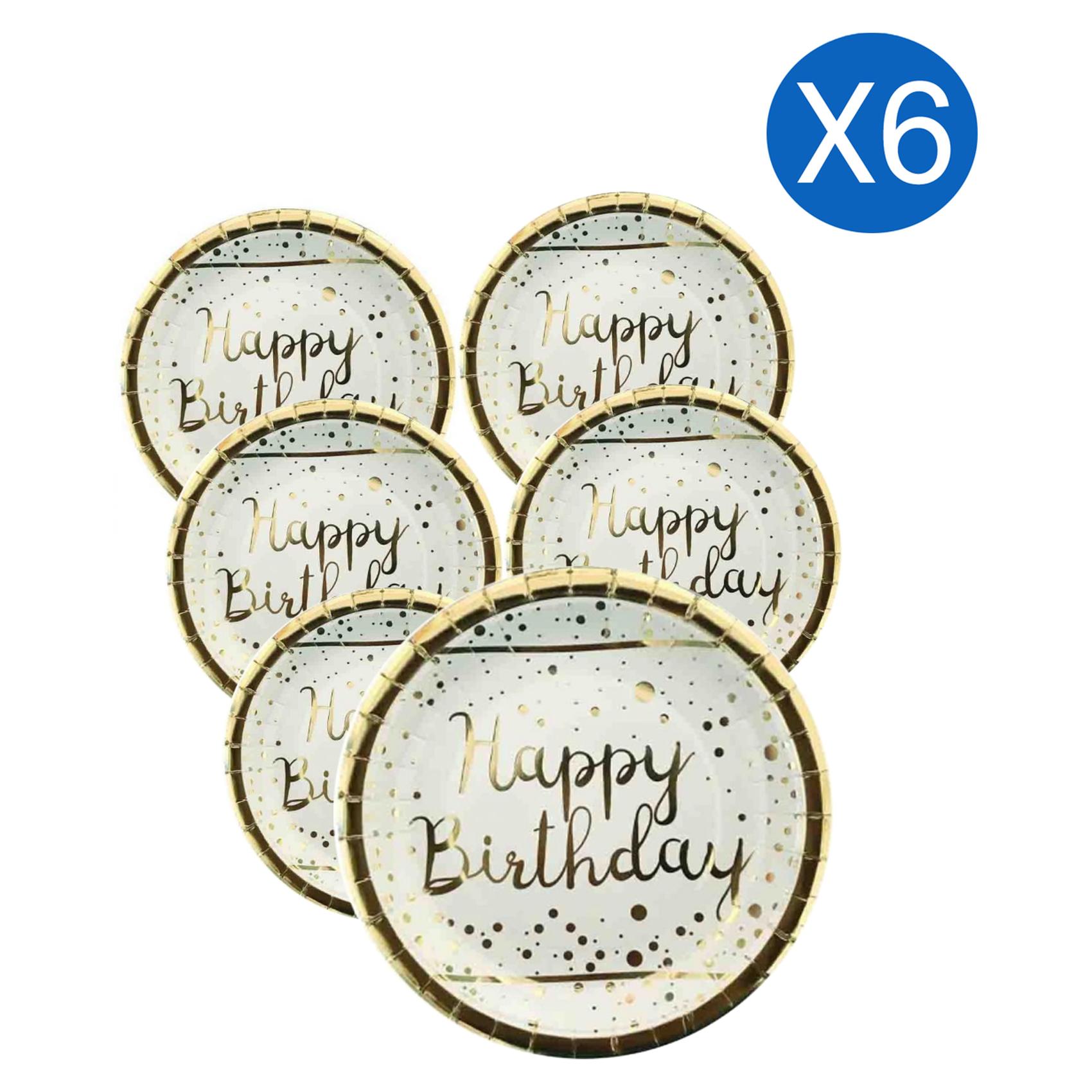 Buy Gold Foil Happy Birthday Printed Paper Plate 23cm 6 PCS Online ...
