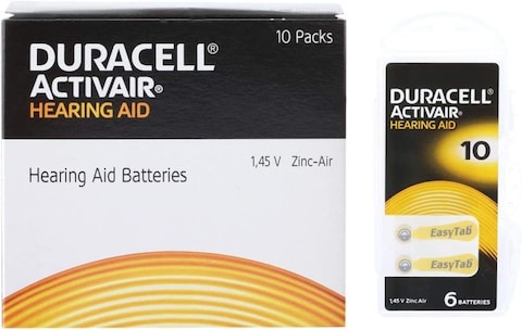 Duracell Activair Hearing Aid Batteries Size 10 - 60 Batteries