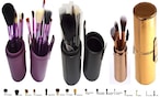 اشتري طقم من 12 فرشاة مكياج احترافية مع حامل على شكل كوب بنفسجي - 12-Piece Professional Makeup Brush Set With Cup Holder Purple في السعودية