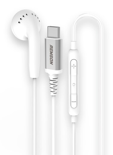 Remson Wired Mono Single USB-C Connector Headphone/Earphone/Earbud with In-Line Remote Compatible for all Type-C port Devices - White