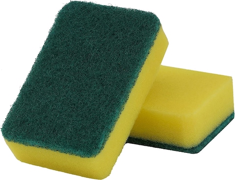 Royalford Royalbright Heavy Duty Scrub Sponges, RF10628 Scrub For Kitchen, Sink Use 2 In 1 Cleaning Pad Premium-Quality Ideal For Dish Wash Liquid Multi-Purpose No Scratch, Pack Of 2, Green