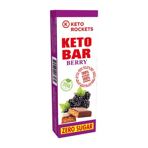 Keto Rockets Sugar Free Chocolate Coated Keto Bar with Berries - 40 gm