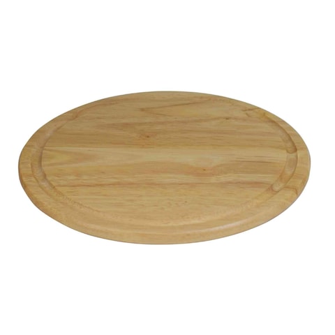 Round Serving Board With Groove Beige