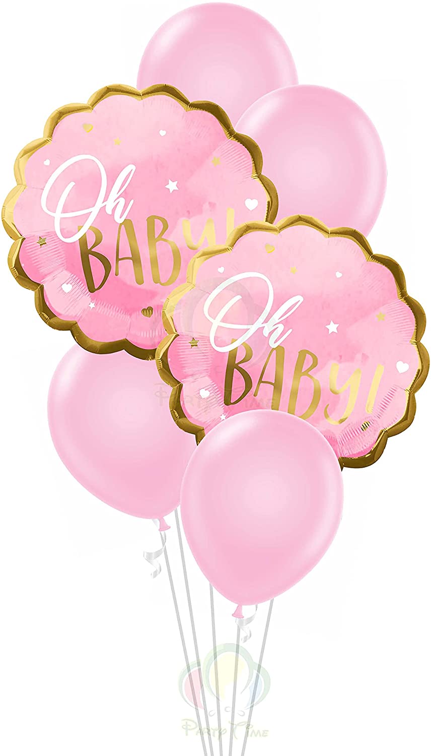 Buy Party Time 6-Pieces Pink Oh Baby Foil Balloon and Pink Latex ...