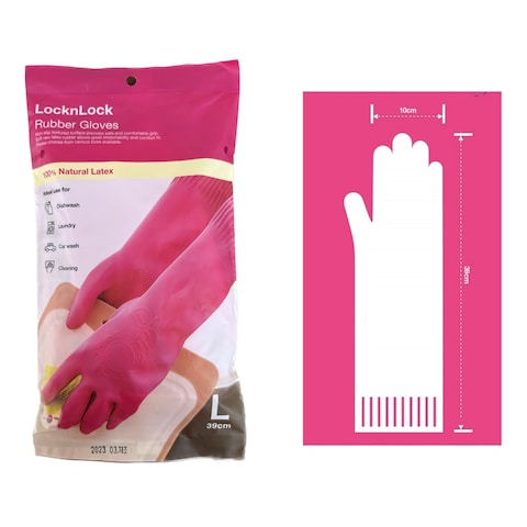 Lock &amp; Lock Rubber Gloves Large Pink 2 PCS