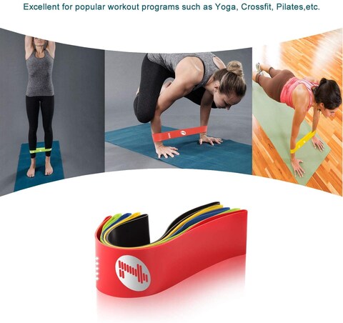 Generic Sundix Resistance Loop Exercise Bands Fitness Bands 5X Power Body Band, Workout Bands For Yoga Rehab Crossfit Strength Training Pilates Calisthenics Set Of 5