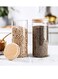 Marrkhor 2200ml Glass Food Storage Jars Containers With Airtight Bamboo Lids Set Of 3 Kitchen Glass Canisters For Coffee