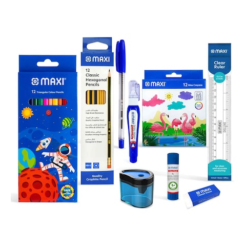 Maxi School Basic Stationery Kit Multicolour