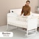Teknum - 7 - in - 1 Convertible Kids Bed &amp; Bedside Crib w / Mattress, Mosquito net &amp; Detachable Wheels(0 - 12yrs) - White